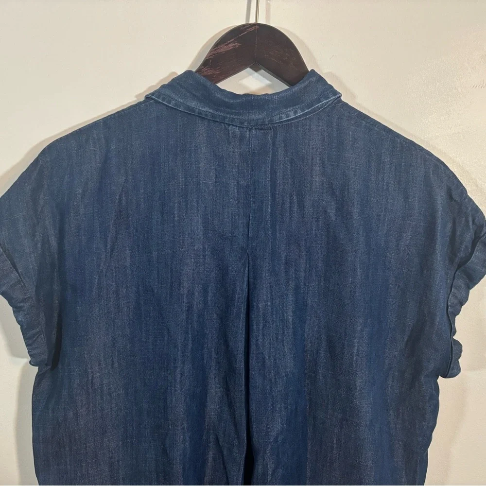 Wonderly Chambray Tunic Top Women’s Medium Blue Denim Shirt 100% Lyocell